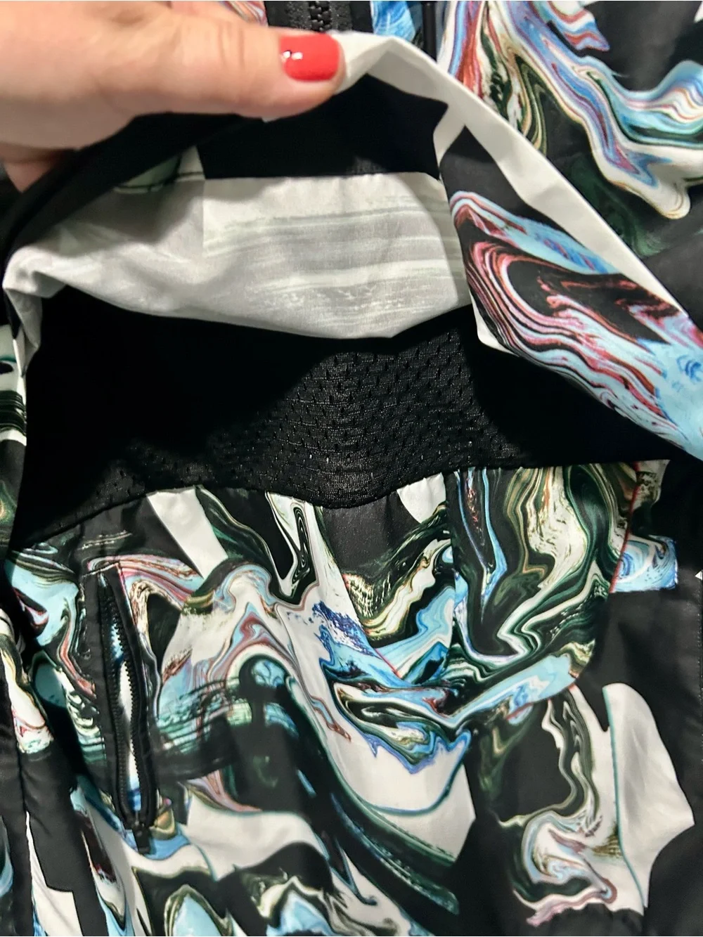 Nike Sportswear S Jacket Marble Swirl Print Oversized Hooded Half Zip Jacket